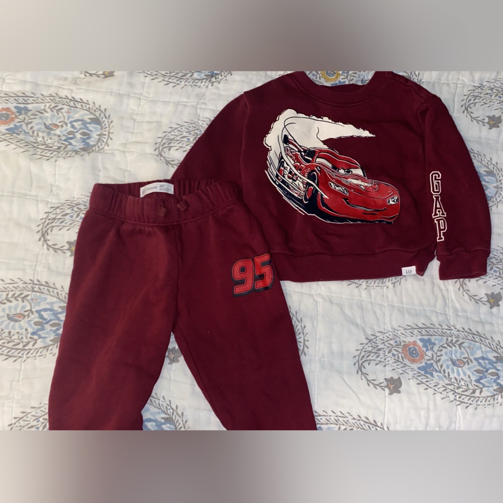 GAP Kids Burgundy Car Print Joggers